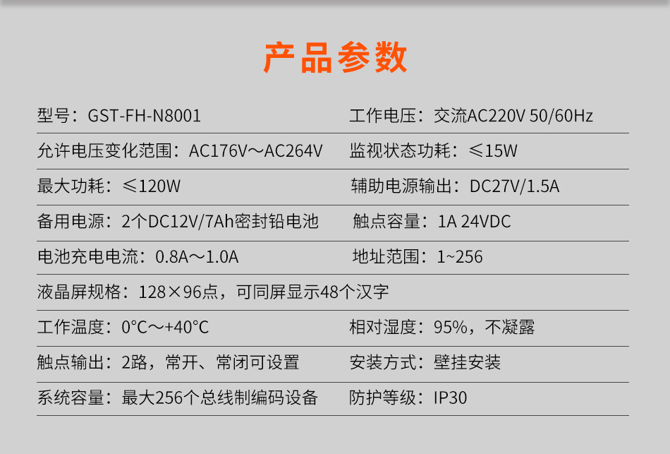 GST-FH-N8001防火門(mén)監(jiān)控器產(chǎn)品參數(shù)